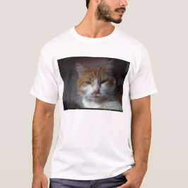 sinaasappel en witte tafelkat t-shirt
