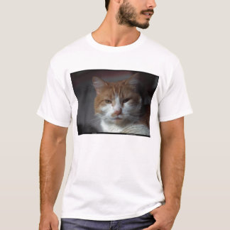 sinaasappel en witte tafelkat t-shirt