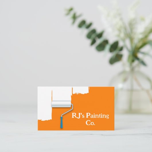 Sinaasappel en witte verf druppelt professionele s visitekaartje (Staand voorkant)