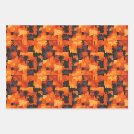 Sinaasappel en zwart Abstract Inpakpapier Vel (Voorkant 2)