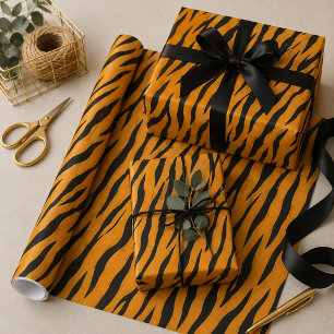Sinaasappel en zwart afdrukken in tijger cadeaupapier