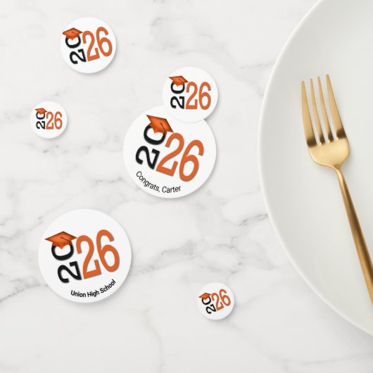 Sinaasappel en zwart Afstuderen 2025 Confetti (Groep)