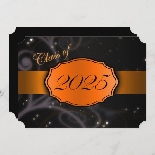 Sinaasappel en zwart Afstuderen 2025 Kaart (Voorkant / Achterkant)