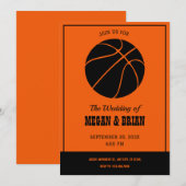 Sinaasappel en zwart basketbal Bruiloft Kaart (Voorkant / Achterkant)