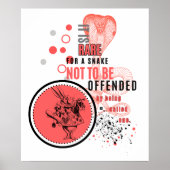 Sinaasappel en zwart beledigd slangen sarcastisch  poster (Voorkant)