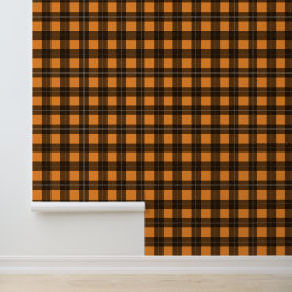 Sinaasappel en Zwart Buffel Plaid Halloween Behang