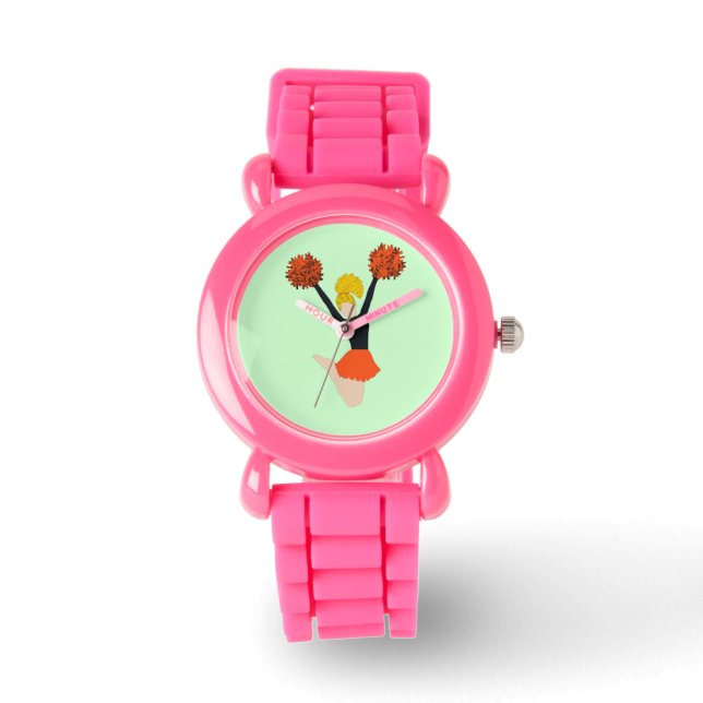 Sinaasappel en Zwart Cheerleader Horloge (Voorkant)