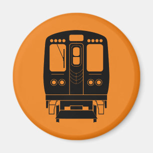 Sinaasappel en zwart Chicago "L" Magneet