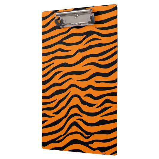 Sinaasappel en zwart dierenprint tijgerstrepen klembord (Links)