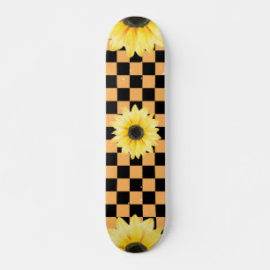 sinaasappel en zwart Geruit & Zonnebloem Persoonlijk Skateboard