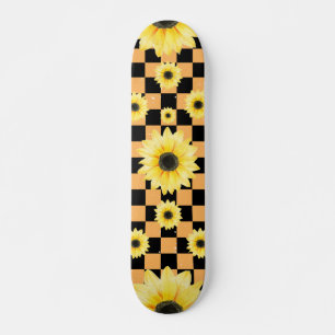 sinaasappel en zwart Geruit & Zonnebloem Persoonlijk Skateboard