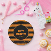 Sinaasappel en Zwart Gestreept Document Bord (Feest)