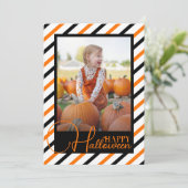 Sinaasappel en zwart gestreepte aangepaste foto Ha Feestdagenkaart (Staand voorkant)