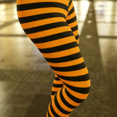 Sinaasappel en zwart gestreepte Halloween Witch Le Leggings