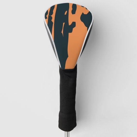 Sinaasappel en zwart golfheadcover (Voorkant)
