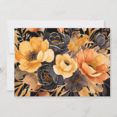 Sinaasappel en Zwart, Halloween, Bloemen Vrijgezel Kaart (Achterkant)