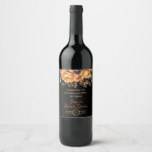 Sinaasappel en Zwart, Halloween, Bloemen Vrijgezel Wijn Etiket (Voorkant)