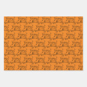 Sinaasappel en zwart Halloween Ghosts Inpakpapier Vel (Voorkant 3)