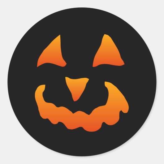 Sinaasappel en Zwart Halloween Pompoen Ronde Sticker (Voorkant)