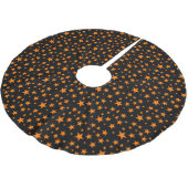 Sinaasappel en zwart Halloween Stars Leuk Kerstboom Rok (Gekanteld)