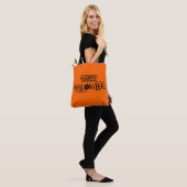 Sinaasappel en zwart Happy Halloween Bony Typograf Tote Bag (Op model)