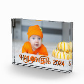 Sinaasappel en Zwart Happy Halloween Foto (Rechts)