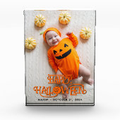 Sinaasappel en Zwart Happy Halloween Foto (Voorkant)