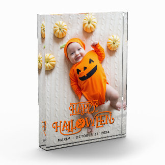 Sinaasappel en Zwart Happy Halloween Foto