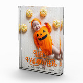 Sinaasappel en Zwart Happy Halloween Foto (Rechts)