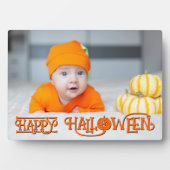 Sinaasappel en Zwart Happy Halloween Foto Fotoplaat (voorkant)