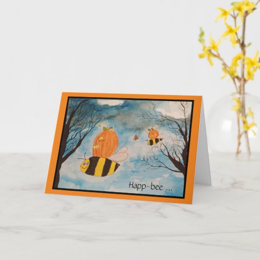 Sinaasappel en zwart Jack O lantaarns Halloween Ka Kaart (Gele Bloem)