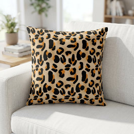 Sinaasappel en zwart Leopard Print Sierkussen