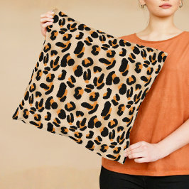 Sinaasappel en zwart Leopard Print Sierkussen