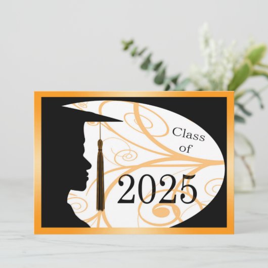 Sinaasappel en zwart Man Silhouette 2025 Kaart (Staand voorkant)