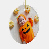 Sinaasappel en zwart Mijn eerste Halloween Foto Keramisch Ornament (Rechts)