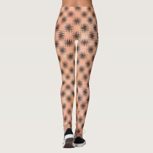 Sinaasappel en Zwart Moderne Leggings (Achterkant)