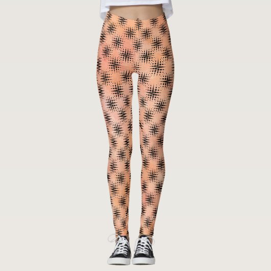 Sinaasappel en Zwart Moderne Leggings (Voorkant)