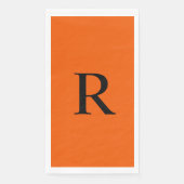 Sinaasappel en zwart monogram papier gastendoek servet (Voorkant)