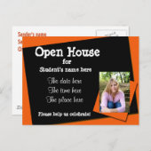 Sinaasappel en zwart open huis uitnodiging briefkaart (Voorkant / Achterkant)