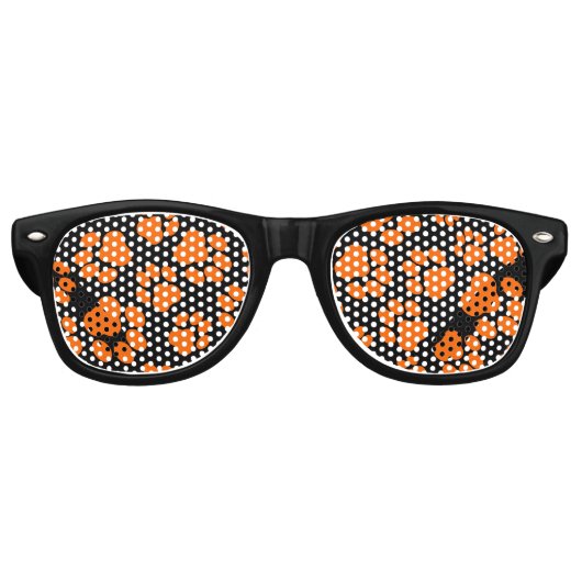 Sinaasappel-en-zwart Paw Print Party Shades Retro Zonnebril (Voorkant)