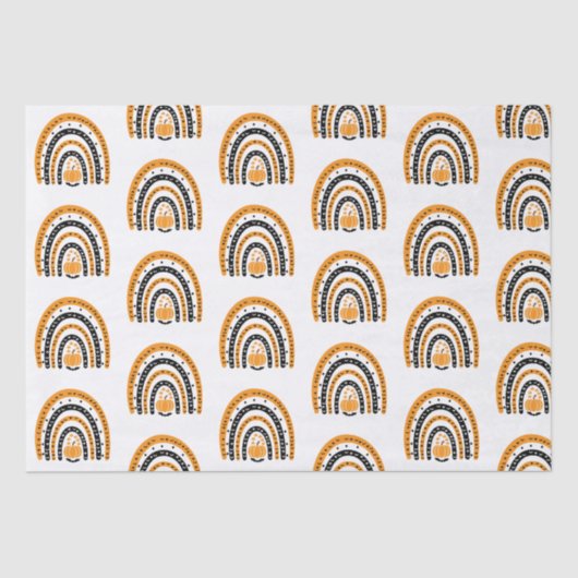 Sinaasappel en Zwart Regenbogen Vleermuizen Wit Ha Tissuepapier (Voorkant)