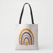 Sinaasappel en Zwart Regenboog Burlap Halloween Tote Bag (Voorkant)