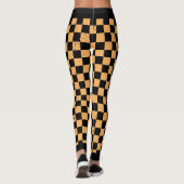  sinaasappel en zwart schaakbordpatroon leggings (Achterkant)