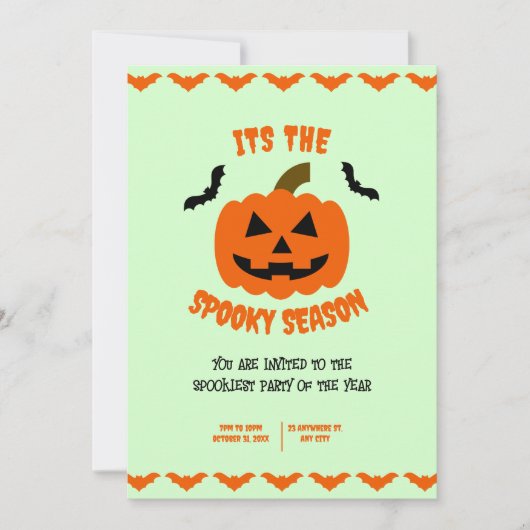 Sinaasappel en Zwart Spooky Halloween, Halloween P Kaart (Voorkant)