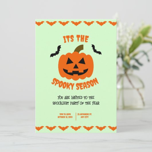 Sinaasappel en Zwart Spooky Halloween, Halloween P Kaart (Staand voorkant)