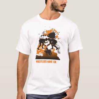 Sinaasappel en zwart T-shirt van de wrestler