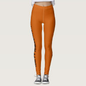 Sinaasappel en zwart Typografie Modern Happy Hallo Leggings (Voorkant)