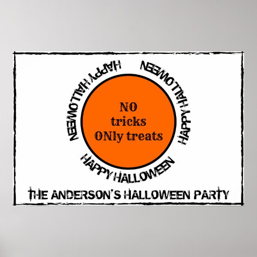 Sinaasappel en zwart Typografie Modern Happy Hallo Poster (Voorkant)