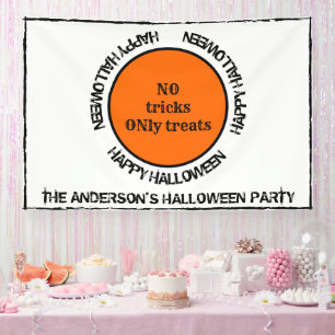 Sinaasappel en zwart Typografie Modern Happy Hallo Spandoek