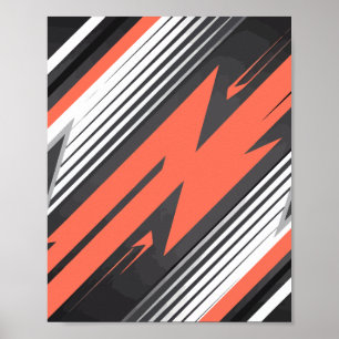 Sinaasappel en zwart Zigzag geometrisch ontwerp Poster